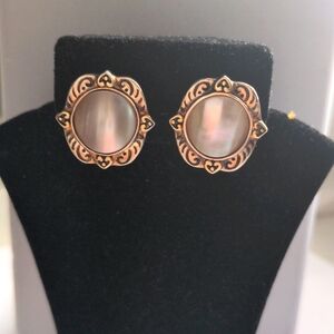 Bali sterling silver earrings. New  MOP Gold accents.  Omega backs. Handcrafted